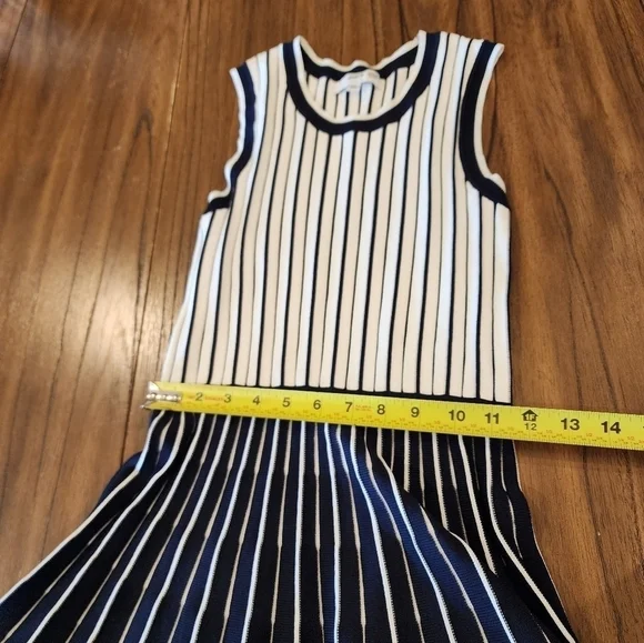 Jason Wu Sleeveless Blue White Stripe pleated knit Swing Mini dress XS - Picture 6 of 13